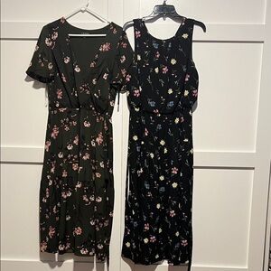 Ralph Lauren Black and Green Floral Midi Dresses